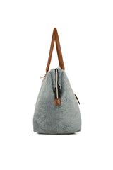 Gri Baby Bag Nakışlı Peluş Anne Bebek Çantası