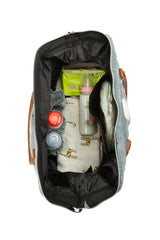 Gri Baby Bag Nakışlı Peluş Anne Bebek Çantası