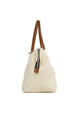 Krem Baby Bag Nakışlı Peluş Anne Bebek Çantası