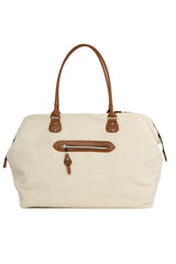 Krem Baby Bag Nakışlı Peluş Anne Bebek Çantası