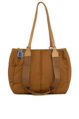 Camel Çift Askılı Şişme Dik Nakışlı Büyük Çanta