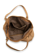 Taba Yumuşak Deri Çok Fermuarlı Salaş Tasarım Çanta