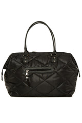 Siyah Baby Bag Nakışlı Puf Şişme Anne Bebek Bakım Çanta