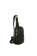 Siyah Mini Logolu Kalın Çift Fermuarlı Çapraz Çanta