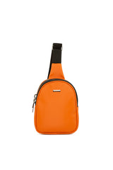 Turuncu Mini Logolu Kalın Çift Fermuarlı Çapraz Çanta