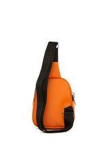 Turuncu Mini Logolu Kalın Çift Fermuarlı Çapraz Çanta