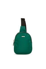 Yeşil Mini Logolu Kalın Çift Fermuarlı Çapraz Çanta