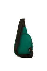 Yeşil Mini Logolu Kalın Çift Fermuarlı Çapraz Çanta