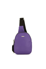 Mor Mini Logolu Kalın Çift Fermuarlı Çapraz Çanta