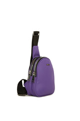 Mor Mini Logolu Kalın Çift Fermuarlı Çapraz Çanta