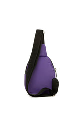 Mor Mini Logolu Kalın Çift Fermuarlı Çapraz Çanta