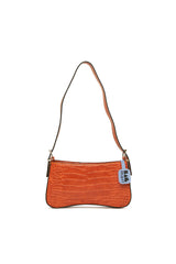 Turuncu Kalıp El Tutmalı Kroko Baget