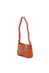 Turuncu Kalıp El Tutmalı Kroko Baget