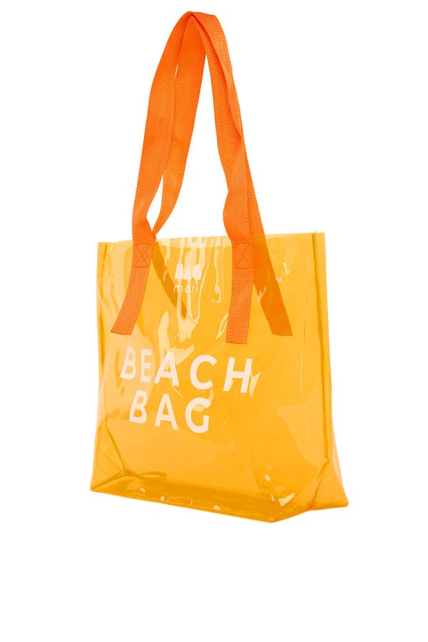 Turuncu Beach Bag Baskılı Şeffaf Plaj Çantası