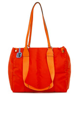 Turuncu Çift Askılı Şişme Dik Nakışlı Büyük Çanta