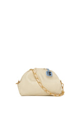 Krem Pilili Çıtçıtlı Mini Çanta
