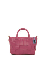 Mor Örgü Derili Askılı Tasarım Çanta