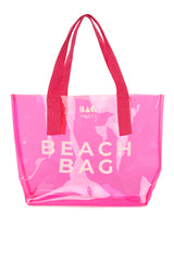 Fuşya Beach Bag Baskılı Şeffaf Plaj Çantası