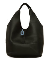 Siyah Yandan Fermuarlı Büyük Omuz Çantası