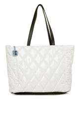 Beyaz Dik Çift Fermuarlı Şişme Rugan Çanta