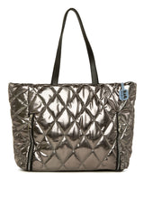 Füme Dik Çift Fermuarlı Şişme Rugan Çanta