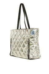 Gümüş Dik Çift Fermuarlı Şişme Rugan Çanta