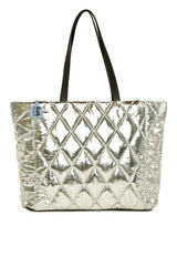 Gümüş Dik Çift Fermuarlı Şişme Rugan Çanta