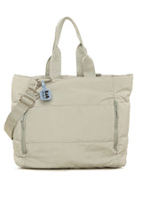 Gri Çift Dik Fermuarlı Şişme Puf Çanta