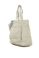 Gri Çift Dik Fermuarlı Şişme Puf Çanta