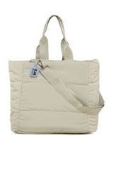 Gri Çift Dik Fermuarlı Şişme Puf Çanta