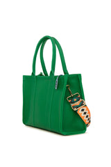 Yeşil Çift Şeritli Renkli Kolonlu Büyük Askılı Çanta