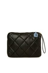 Siyah Kapitone Puf Tablet Portföy Çanta