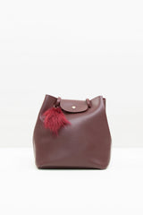 Bordo İnce Kapaklı Ponponlu Çanta