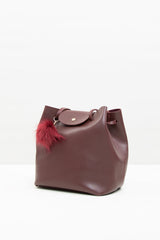 Bordo İnce Kapaklı Ponponlu Çanta