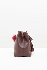 Bordo İnce Kapaklı Ponponlu Çanta