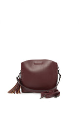 Bordo Kemerli Kilitli Mini İthal Çanta