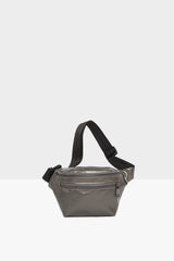 Gümüş Çift Fermuarlı Toka Kilitli Bel Çantası