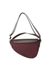 Bordo Nubuk Garnili Oval Askılı Çanta