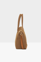 Taba Üçgen Detaylı Kalın Fermuarlı Çanta
