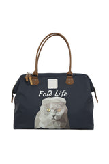 Lacivert Scottish Fold Baskılı Omuz Askılı Çanta