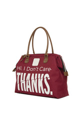 Bordo Kesik Yazı Baskılı Omuz Askılı Çanta