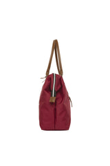 Bordo Kesik Yazı Baskılı Omuz Askılı Çanta