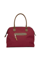 Bordo Kesik Yazı Baskılı Omuz Askılı Çanta