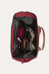 Bordo Kesik Yazı Baskılı Omuz Askılı Çanta