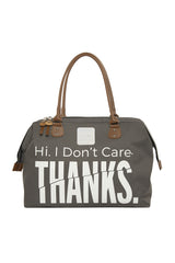 Gri Kesik Yazı Baskılı Omuz Askılı Çanta