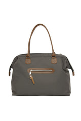 Gri Kesik Yazı Baskılı Omuz Askılı Çanta