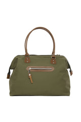 Haki Kesik Yazı Baskılı Omuz Askılı Çanta