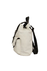 Beyaz Çift Cep Kapaklı Kemerli Sırt Çantası