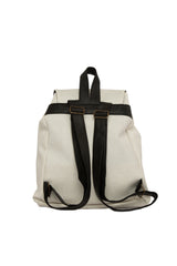 Beyaz Çift Cep Kapaklı Kemerli Sırt Çantası