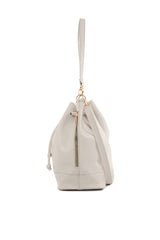 Gri Şişe Dipli Büzgülü Fermuarlı Çanta